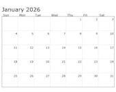 2026 Calendar, Printable Calendar, Downloadable Calendar, 2026 Monthly Calendar, Minimalist Calendar, Basic 12 Month Calendar, Calendars