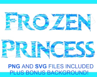 Frozen Princess Font and Background, Princess Font, Princess Fonts, Frost Font, PNG and SVG files Plus Bonus Background!