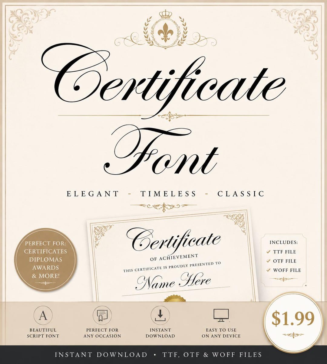 Certificate Font, Beautiful Certificate Font, Handwritten Font ...