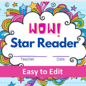 証明書、賞、読書賞、学生賞、編集が簡単、スターリーダー証明書、学校証明書、修了証