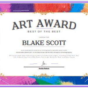 Art Award, Art Certificate, Best Art, Best of the Best Award, Certificate, Easy to Edit, Printable Award
