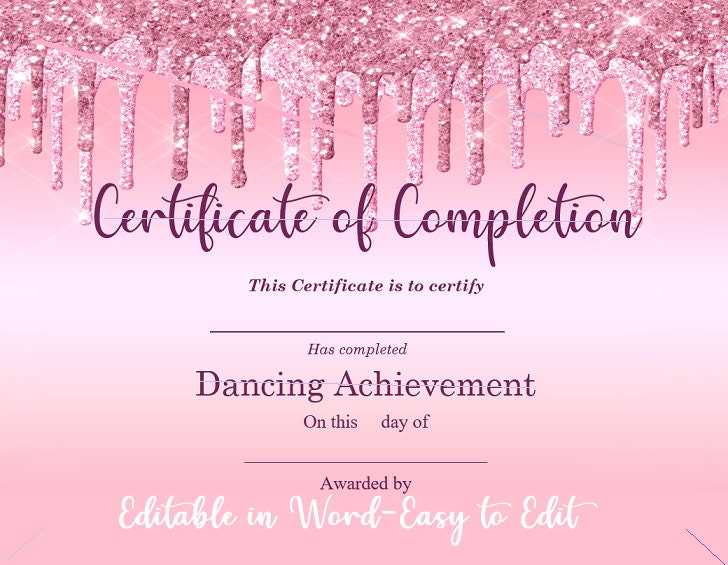 Certificate, Dance Certificate, Dance Award, Dance Achievement, Dance