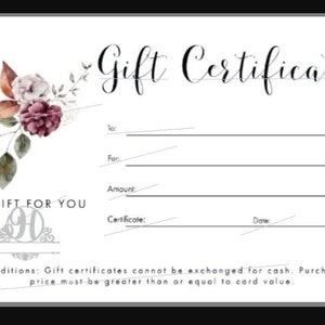 Gift Certificate, Editable Gift Certificate, Printable Gift Certificate, Custom Gift Certificate, Downloadable Certificate + BONUS Fonts!