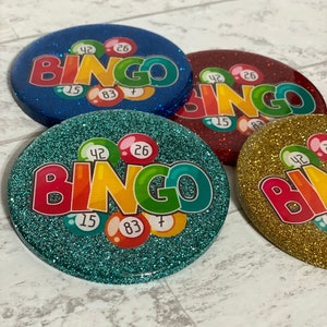 BINGO Coaster Set, BINGO lover coatser, Red Bingo, Blue Bingo, Teal Bingo, Red Bingo, 4 piece set, Coaster set, Single Coatser