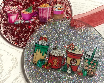 Versandfertig, Weihnachtskaffeetassen-Ornament oder Schlüsselanhänger