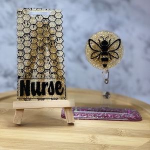 Bumble Bee Badge Reel with Badge Buddy
