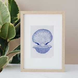 Linogravure coquillage impression papier artisanal végétal recyclé fait main local