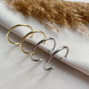 Ohrclips schlichter Ring goldfarbig oder silberfarbig 4cm, Ohrringe für ohne Ohrringe-Loch, elegant und handgefertigt, simple fashion #40