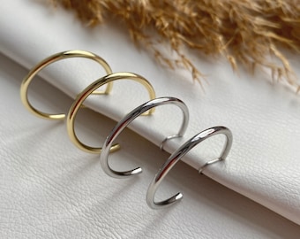 Ohrclips schlichter Ring goldfarbig oder silberfarbig 3cm, Ohrringe für ohne Ohrringe-Loch, elegant und handgefertigt, schlicht, fashion #146