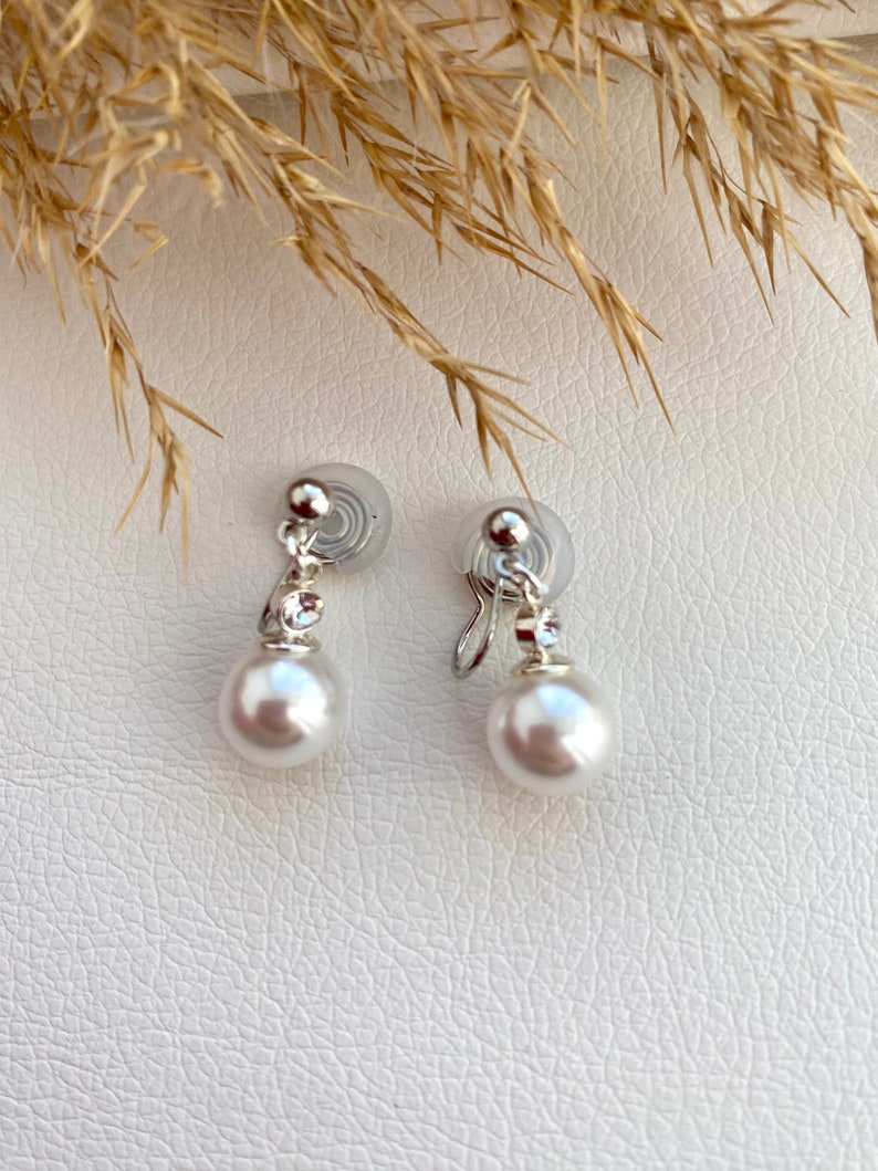 Ohrclips mit Perlen, silberfabig,Ohrringe für ohne Ohrringe-Loch, elegant undgefertigt,slow fashion 118 Bild 2