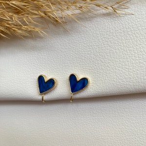 Ohrclips Herz blau, Ohrringe für ohne Ohrringe-Loch, elegant undgefertigt, schlicht, modisch 59 Bild 2