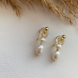 Ohrclips goldfarbig und weiß, Ohrringe für ohne Ohrringe-Loch, elegant gefertigt, schlicht fashion 145 Bild 3