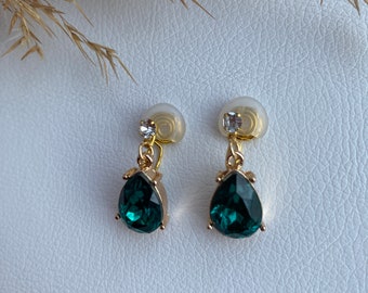 Ohrclips grün und goldfarbig , Ohrringe für ohne Ohrringe-Loch, elegant undgefertigt, schlicht, fashion #124