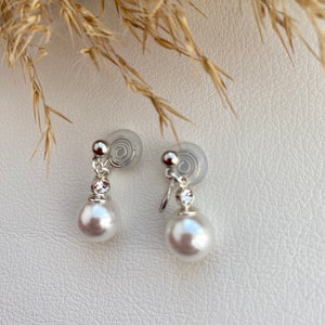 Ohrclips mit Perlen, silberfabig,Ohrringe für ohne Ohrringe-Loch, elegant undgefertigt,slow fashion 118 Bild 3
