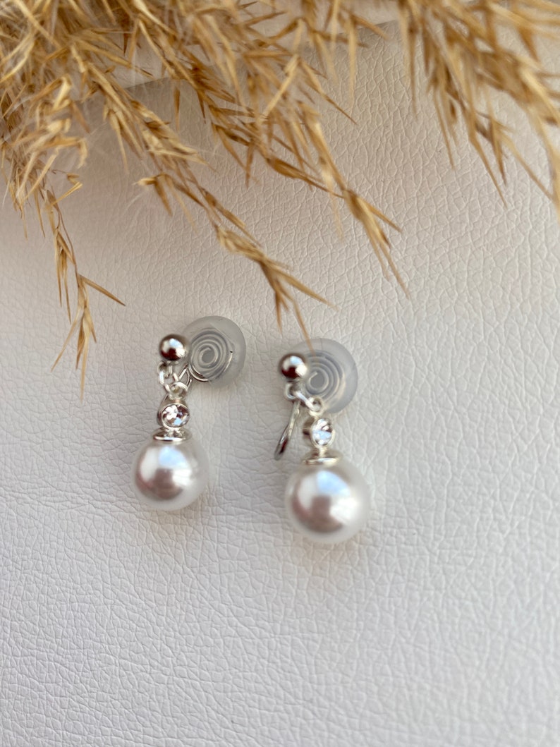 Ohrclips mit Perlen, silberfabig,Ohrringe für ohne Ohrringe-Loch, elegant undgefertigt,slow fashion 118 Bild 3