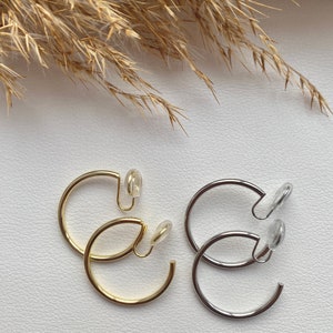 Ohrclips schlichter Ring goldfarbig oder silberfarbig 3cm, Ohrringe für ohne Ohrringe-Loch, elegant und handgefertigt, schlicht, fashion 40 Bild 4