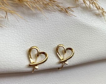 Ohrclips Herz gold, Ohrringe für ohne Ohrringe-Loch, elegant undgefertigt, schlicht, fashion #56