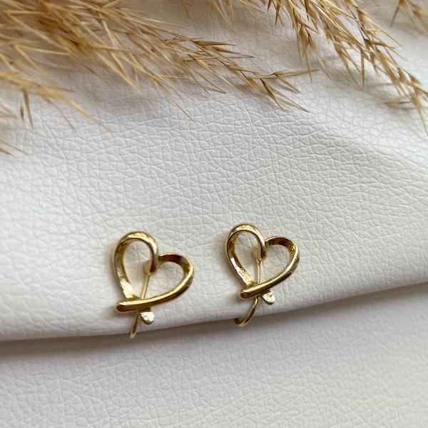 Ohrclips Herz gold, Ohrringe für ohne Ohrringe-Loch, elegant undgefertigt, schlicht, fashion #56