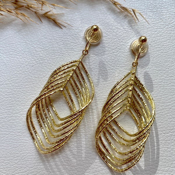 Ohrclips gold, Ohrringe für ohne Ohrringe-Loch, elegant und handgefertigt, schlicht, fashion #76