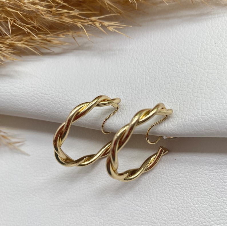 Ohrclips Luxus Ring gold, für schmale bis normale Ohrläppchen,Ohrringe für ohne Ohrringe-Loch, elegant und handgefertigt, handgefertigt 41 Bild 5