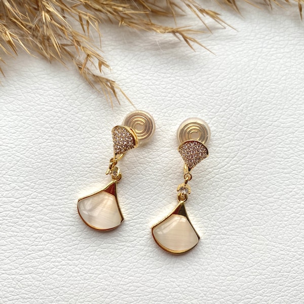 Ohrclips creme und gold, Ohrringe für ohne Ohrringe-Loch, elegant undgefertigt, schlicht fashion #37