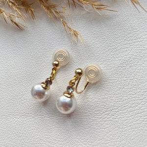 Ohrclips vergoldet mit Perlen, Ohrringe für ohne Ohrringe-Loch, einzigartig, elegant und handgefertigt, handmade, simple fashion 27 Bild 3