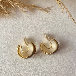Ohrclips gold und braun, Ohrringe für ohne Ohrringe-Loch, elegant und handgefertigt, Slow Fashion 68 Bild 3
