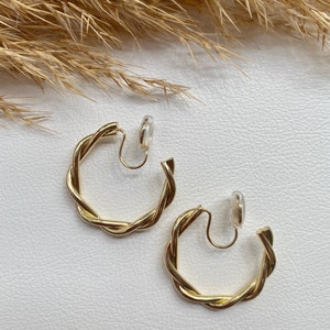 Ohrclips Luxus Ring gold, für schmale bis normale Ohrläppchen,Ohrringe für ohne Ohrringe-Loch, elegant und handgefertigt, handgefertigt 41 Bild 1