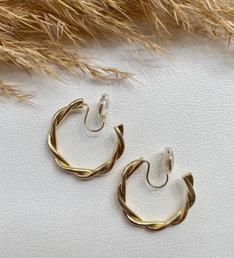 Ohrclips Luxus Ring gold, für schmale bis normale Ohrläppchen,Ohrringe für ohne Ohrringe-Loch, elegant und handgefertigt, handgefertigt 41 Bild 1