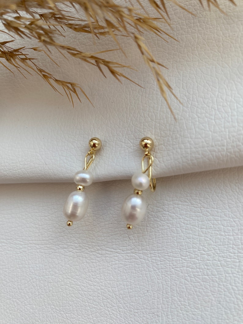 Ohrclips goldfarbig und weiß, Ohrringe für ohne Ohrringe-Loch, elegant gefertigt, schlicht fashion 145 Bild 5