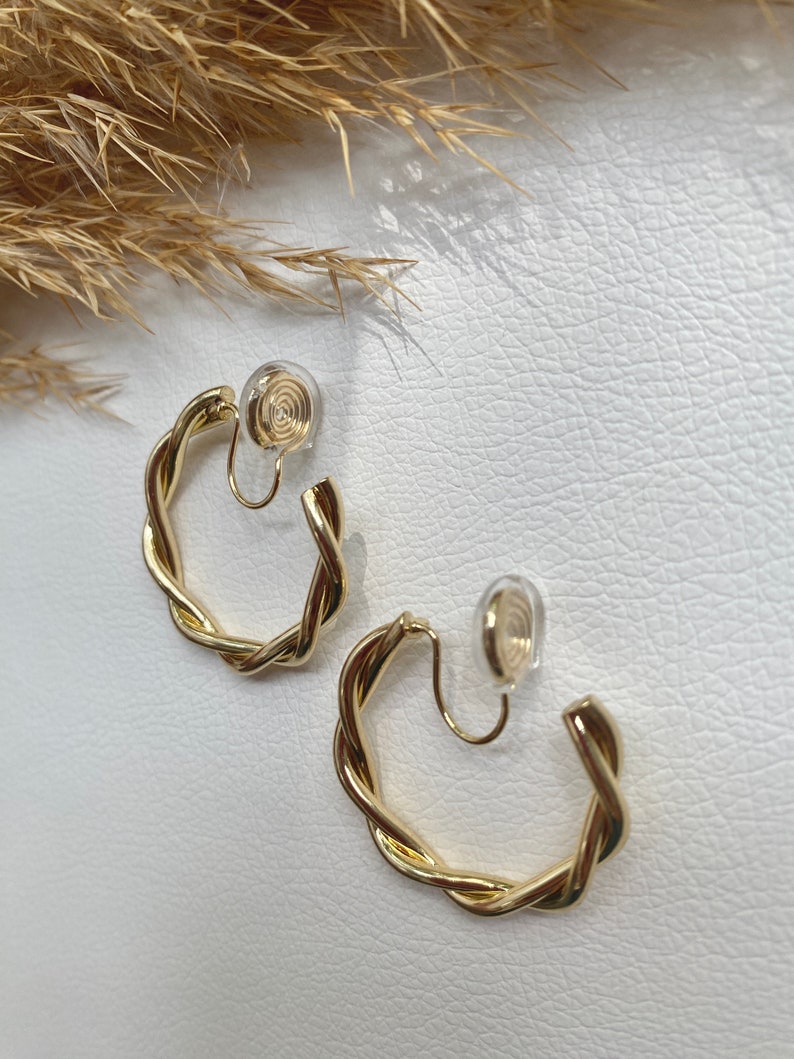 Ohrclips Luxus Ring goldfarbig,Ohrringe für ohne Ohrringe-Loch, elegant und handgefertigt, handgefertigt 41 Bild 6