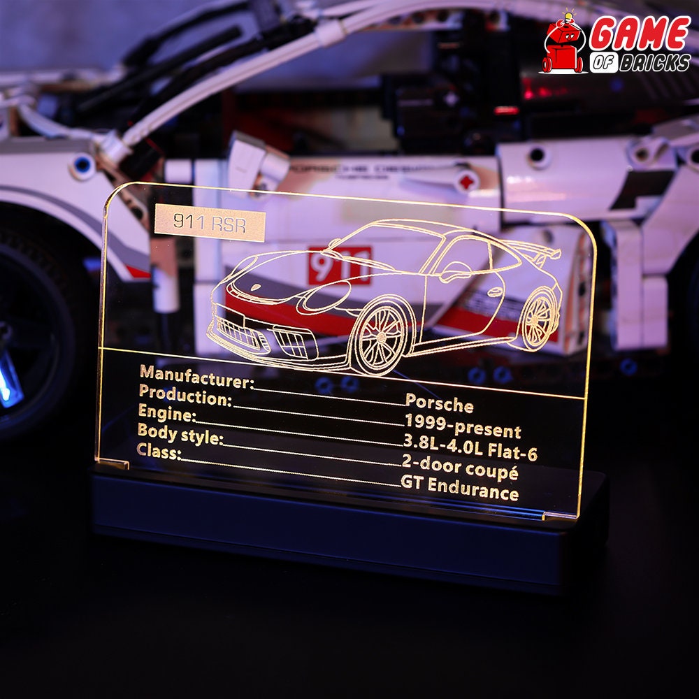 Game of Bricks LED Nameplate for LEGO® Porsche 911 GT3 RS 42056