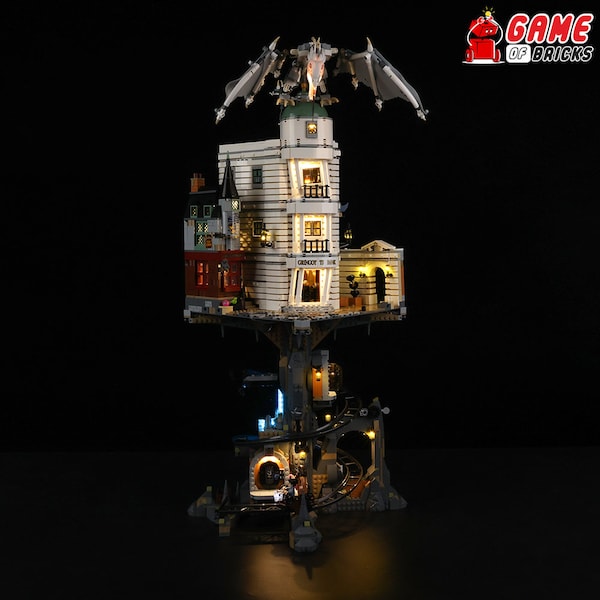 Kit d'éclairage LED pour la banque des sorciers Gringotts - Édition collector - Compatible avec l'ensemble LEGO® 76417