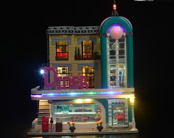 LED Light Kit for Downtown Diner - Compatible with LEGO® 10260 Set