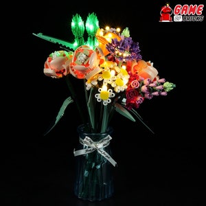 Flores Ramo De Rosas Con Florero Para Armar Lego Compatible