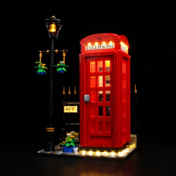 Kit luce LED per cabina telefonica rossa di Londra - Compatibile con il set LEGO® 21347