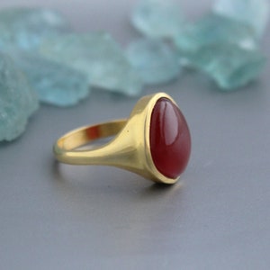 Natural Carnelian Ring, Gemstone Ring, Engagement Ring, Orange Stone Ring, August Birthstone Ring, Dainty Ring, Crystal Ring, Simple Ring