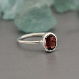 Natural Garnet Ring, Red Gemstone Ring, Handmade, Jewelry, 925 Sterling Silver, Natural, Minimalist, Jewelry, Organic, Boho, Gift for Her