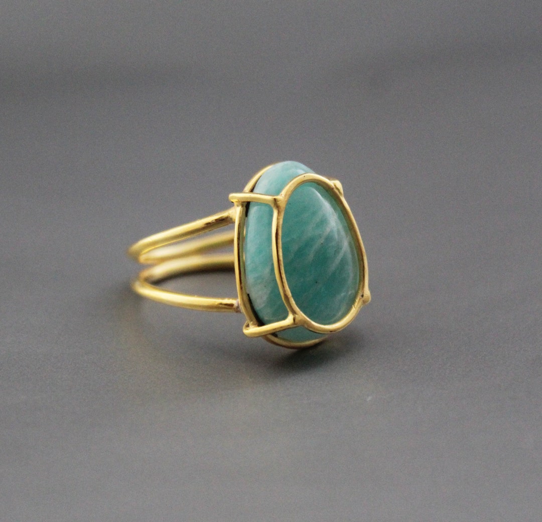 Amazonite Ring, 18K Gold Ring, Handmade Ring, Gift for Her, Rings for ...