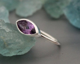 Amethyst Ring, February Birthstone Jewelry, Delicate Ring, Minimalist Ring, Gift For Her, Handmade Jewelry, Personalized Gift for mom