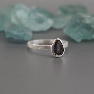 Natürlicher Iolith Ring, 925 Sterling Silber, Edelstein Ring, September Geburtsstein, Silber Iolith Quarz Ring, Ringe für Frauen, Ring für den täglichen Gebrauch
