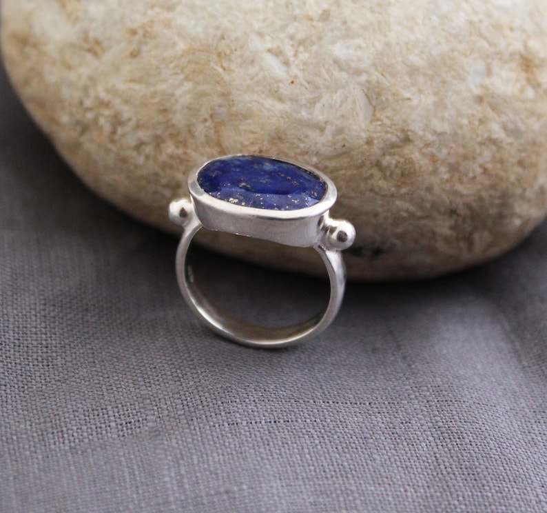 Lapis Lazuli Ring, 925 Stering Silver Ring, Gemstone Ring, September Birthstone Ring, Boho Ring, Cocktail Ring, Promise Ring, Bridal Ring image 9