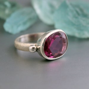 Pink Tourmaline Ring, Sterling Silver Ring, Tourmaline Quartz Ring,  Gift for Her, Pinky Rings,  handmade ring,  Crystal Ring, Delicate ring