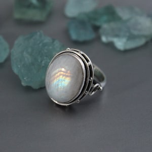 Genuine Moonstone Ring, Moonstone Silver Ring, Handmade Moonstone Ring, Moonstone Ring, Boho Ring, Moon Stone Ring, June Birthstone