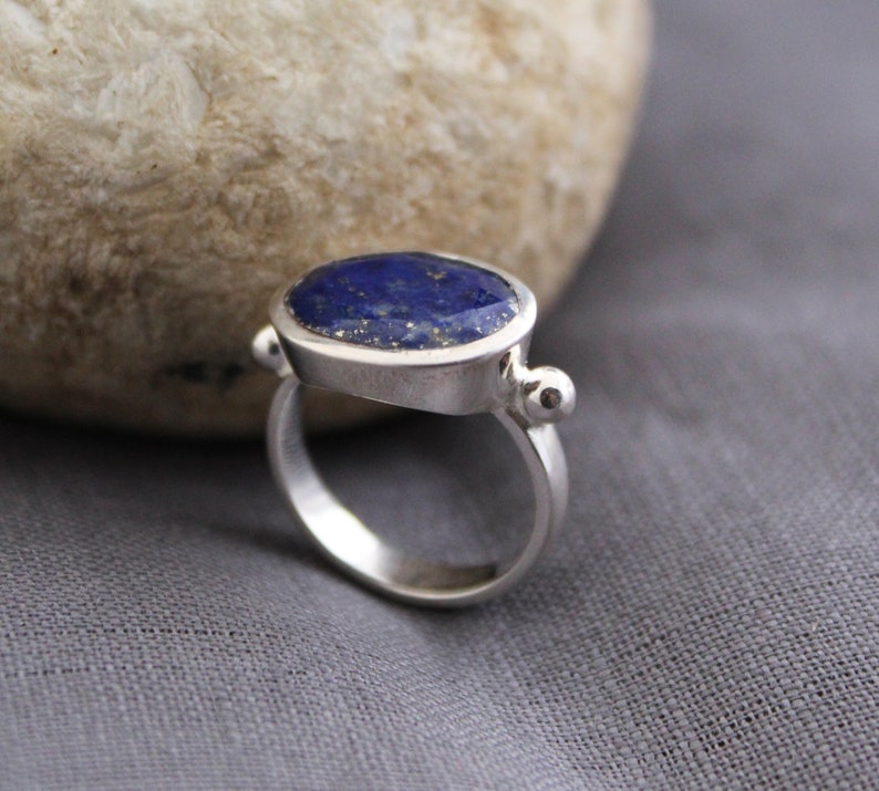 Lapis Lazuli Ring, 925 Stering Silver Ring, Gemstone Ring, September Birthstone Ring, Boho Ring, Cocktail Ring, Promise Ring, Bridal Ring image 4