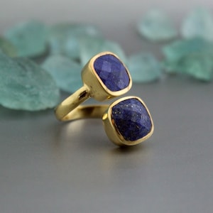 Lapis Lazuli Ring, Gold Gemstone Ring, September Birthstone Jewelry, Engagement Ring, Personalized Ring for Friend, Birthday Gift
