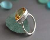 Citrine Ring, 925 Sterling Silver Ring, Statement Ring, Bridesmaid Gift, Handmade Jewelry, Birthstone Ring, Stacking Ring, Statement Jewelry