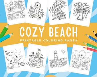 50 pagine da colorare a tema spiaggia e oceano per bambini, libro di attività stampabile (download digitale)