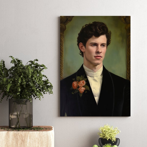 Ode to Shawn Mendes, Digital Oil Painting, Renaissance Portrait, Digital Print, Instant Download, Wall Art, Aesthetic Print, Wall Decor