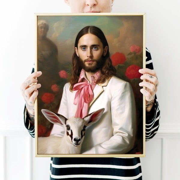 Ode to Jared Leto, Renaissance Portrait, Digital Print, Instant Download, Wall Art, Aesthetic Print, Wall Decor, Digital Oil Painting